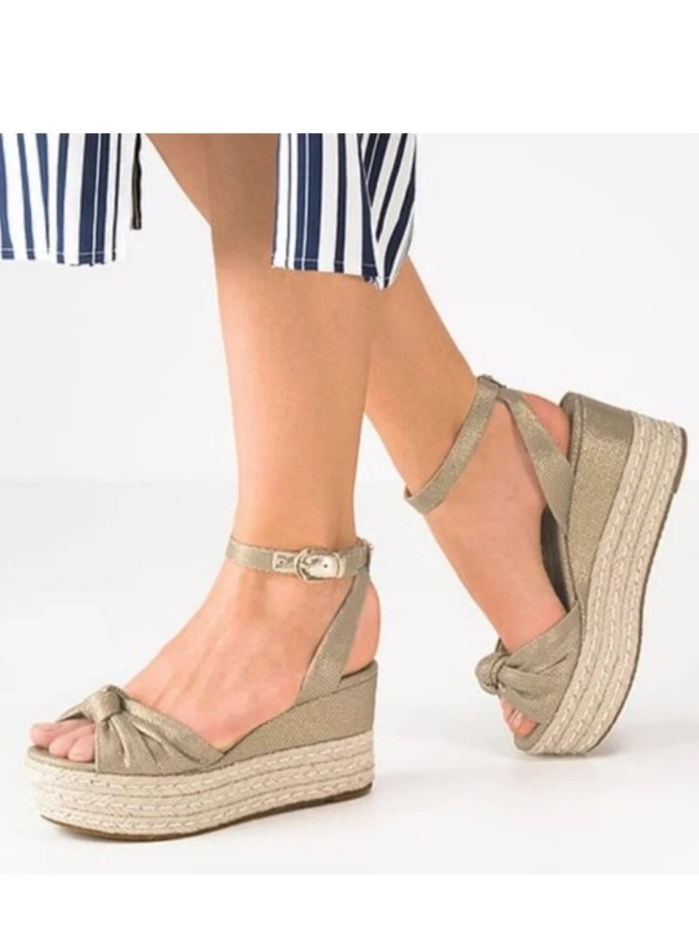 Michael Michael Kors Maxwell Espadrille Platform Mid Wedge Ankle Strap Sandals